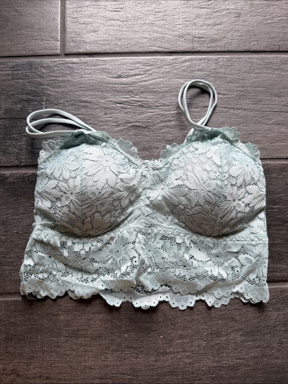 Lace Longline Bralette — Light Mint
